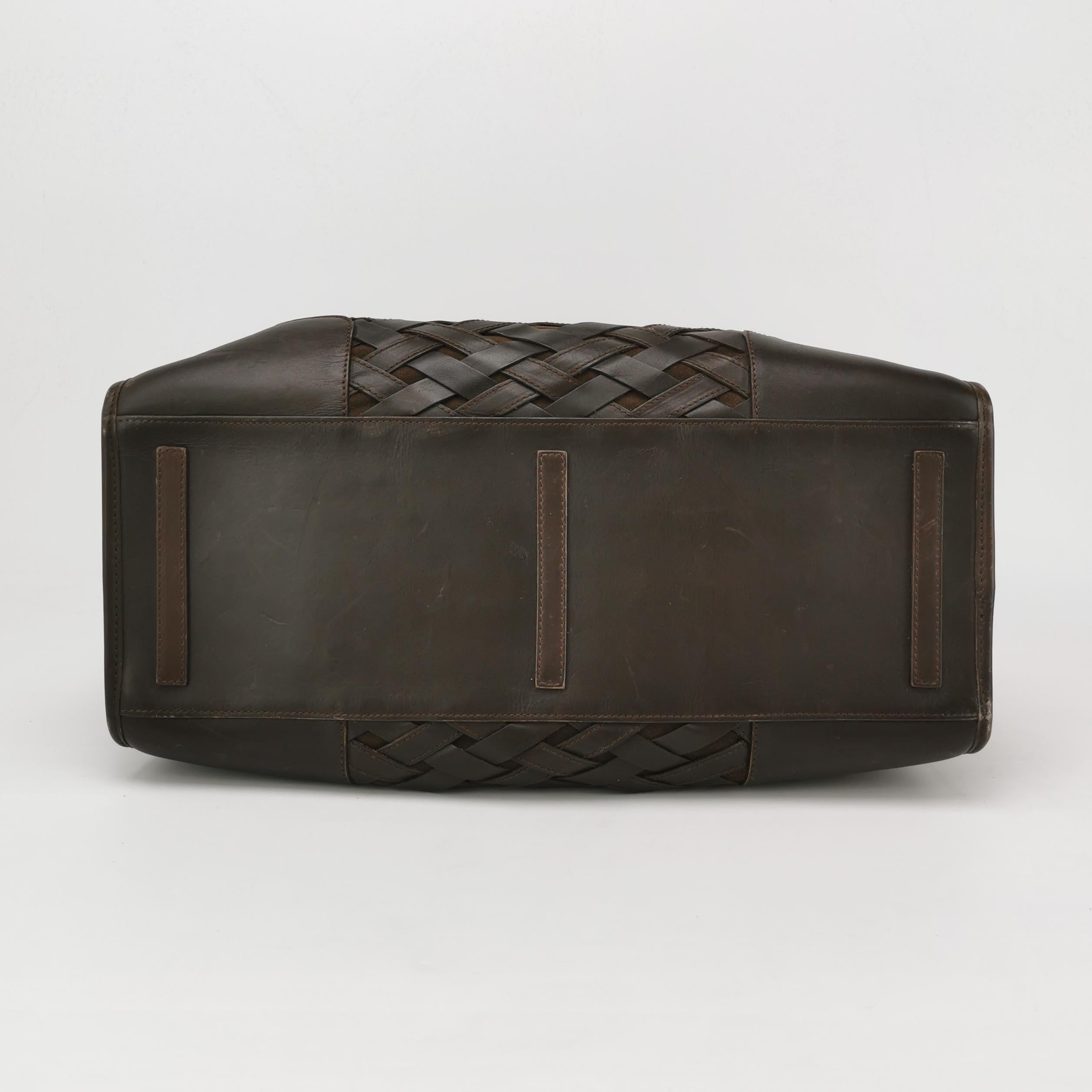 Loewe Amazona 44 in Brown Intrecciato Woven Calfskin Leather Travel Bag For Sale 3