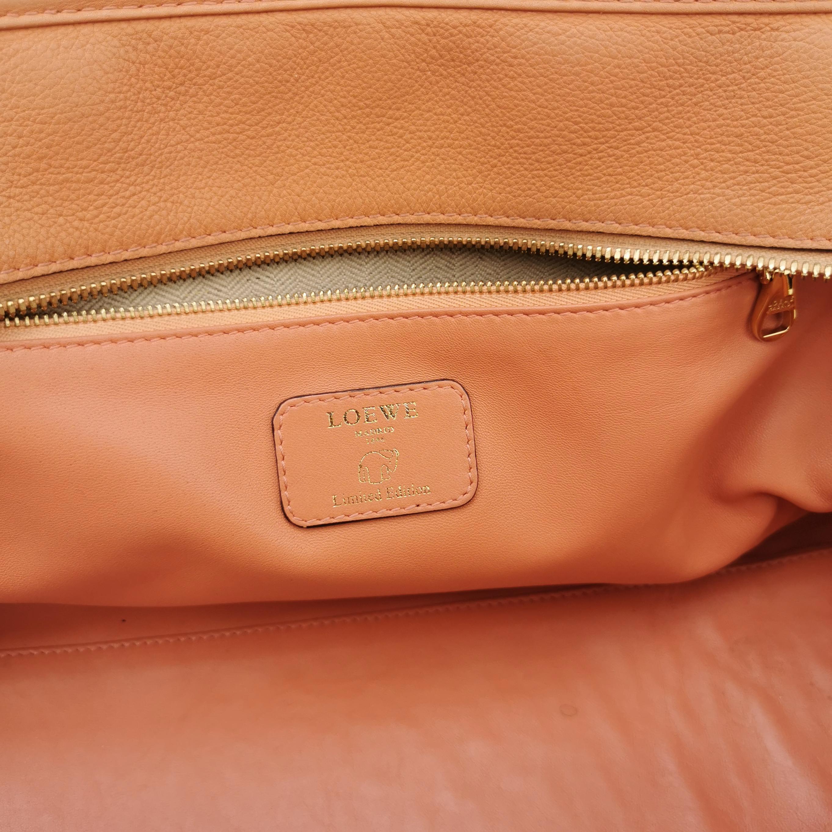 Loewe Amazona Medium 36 Cuir Corail Clair Avec Bandoulière Animal Chèvre Verrouillé en vente 4