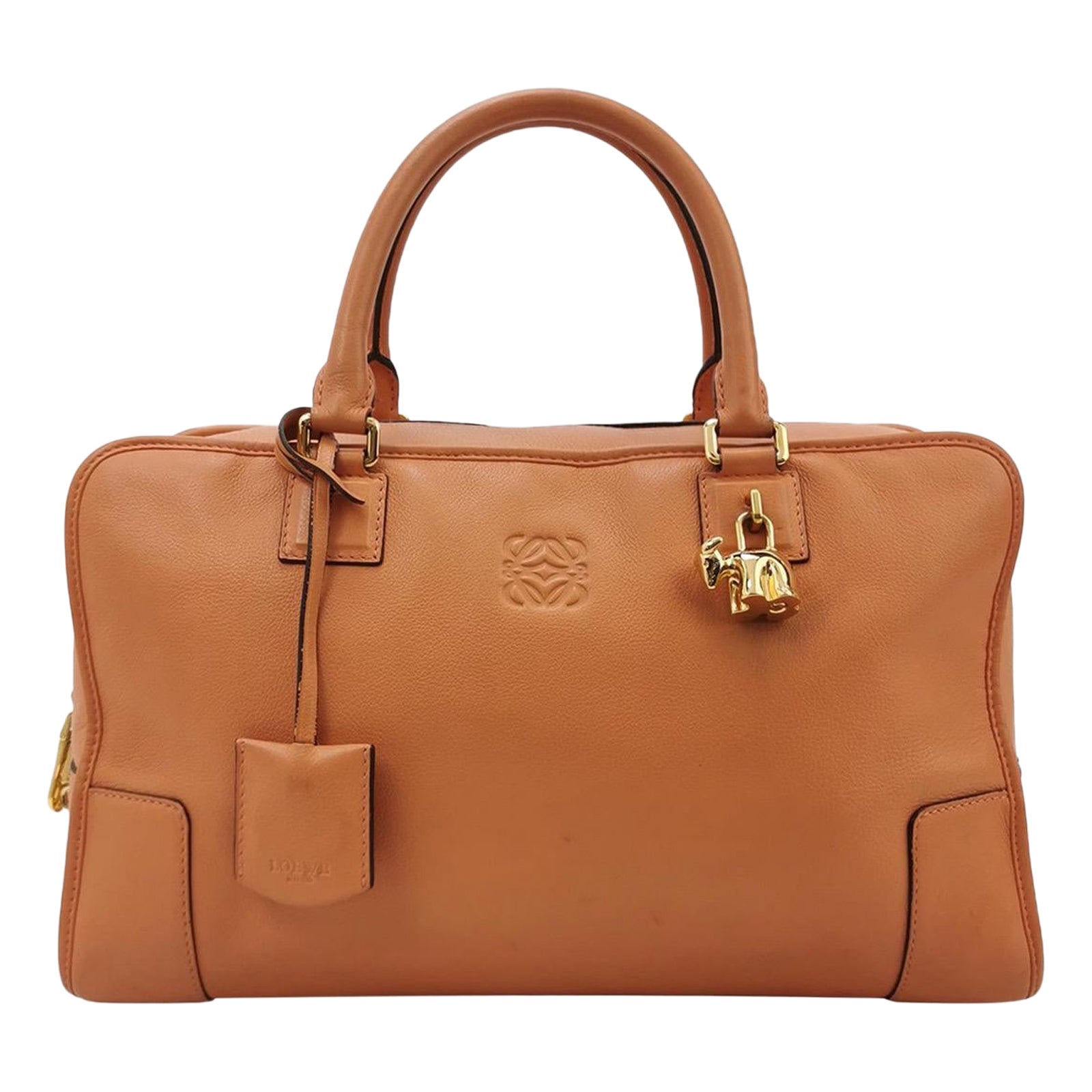 Loewe Amazona Medium 36 Cuir Corail Clair Avec Bandoulière Animal Chèvre Verrouillé
