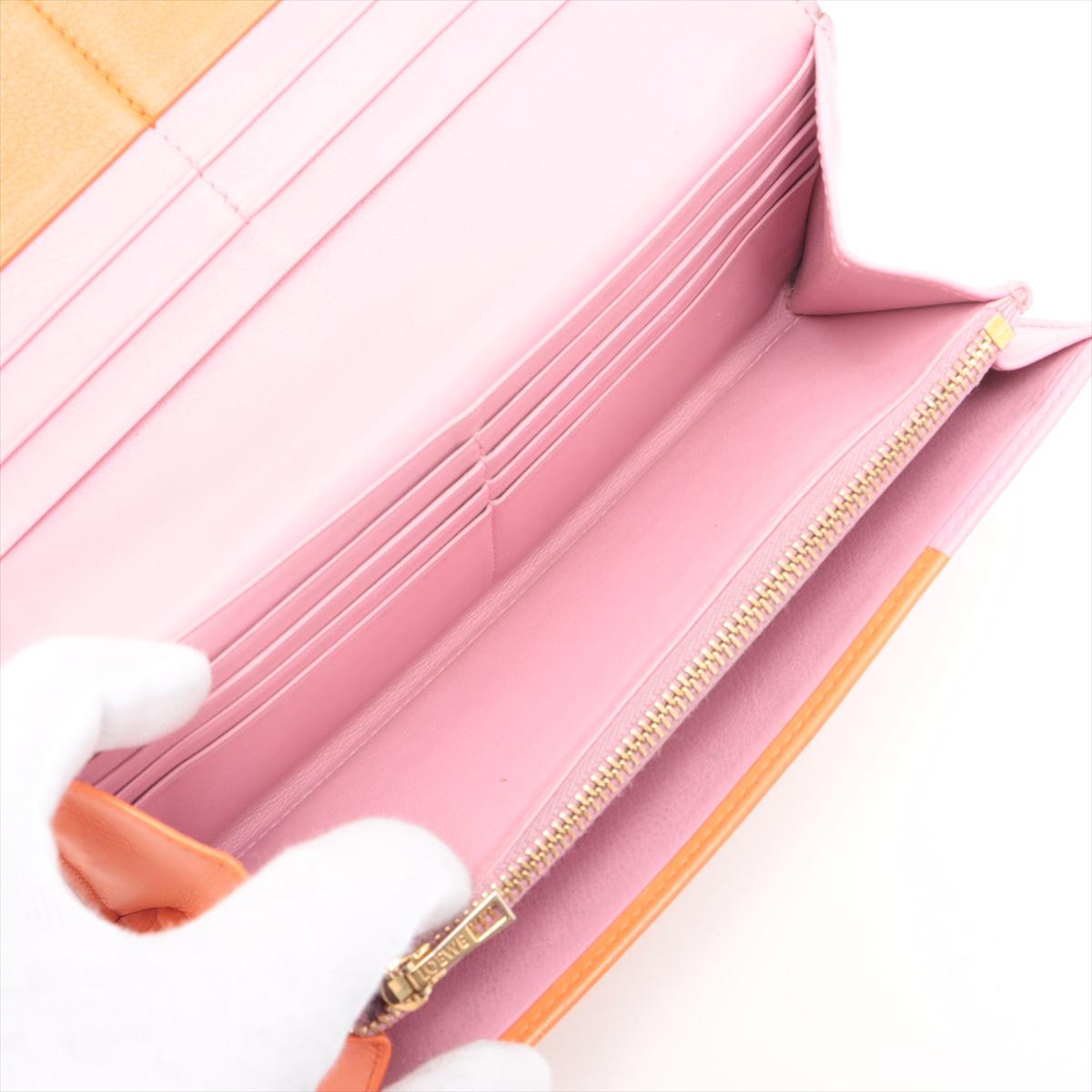 Loewe Anagram Bicolor Leather Wallet Pink x Orange 2