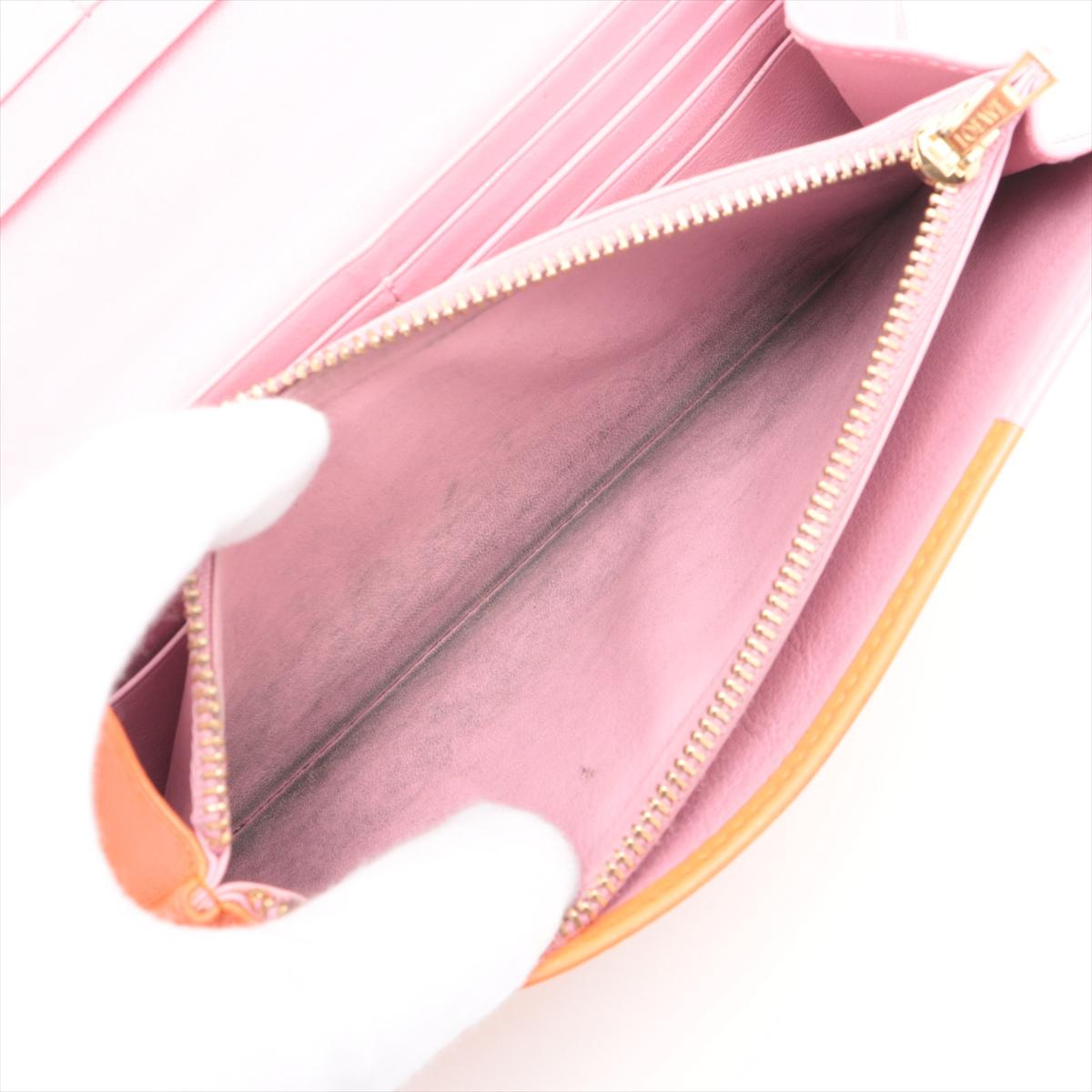 Loewe Anagram Bicolor Leather Wallet Pink x Orange 5