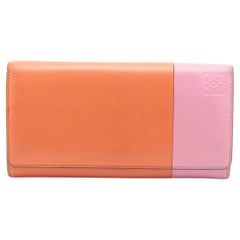 Loewe Anagram Bicolor Leather Wallet Pink x Orange