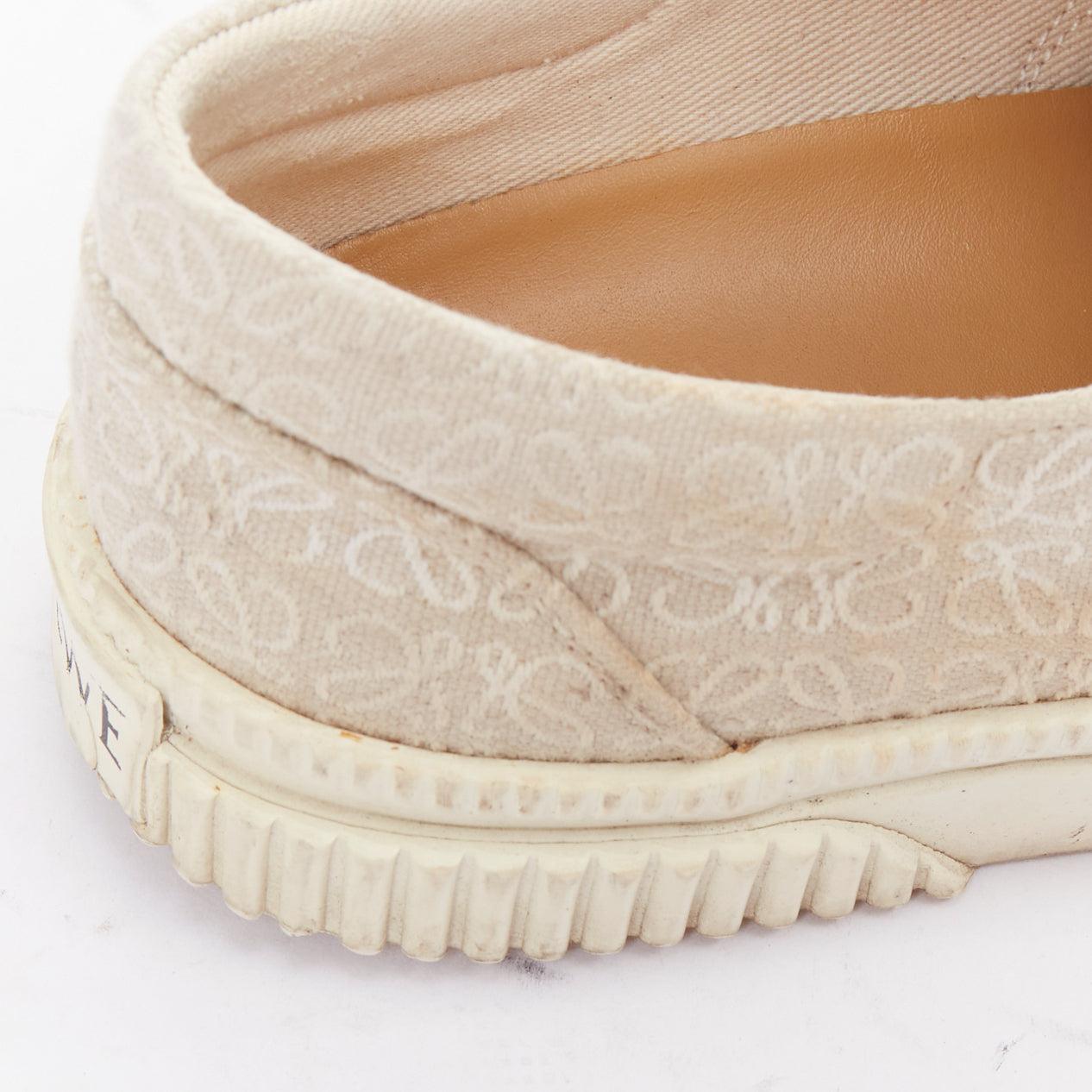 LOEWE Anagram Flap Beige Weiß Jacquard Lederbesatz Sneakers EU37 im Angebot 4