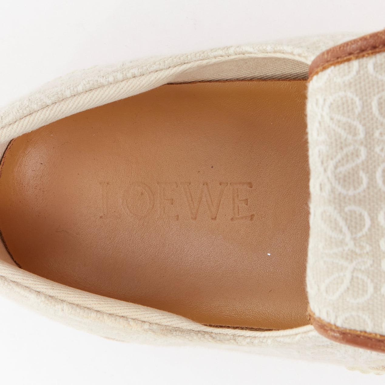 LOEWE Anagram Flap Beige Weiß Jacquard Lederbesatz Sneakers EU37 im Angebot 5