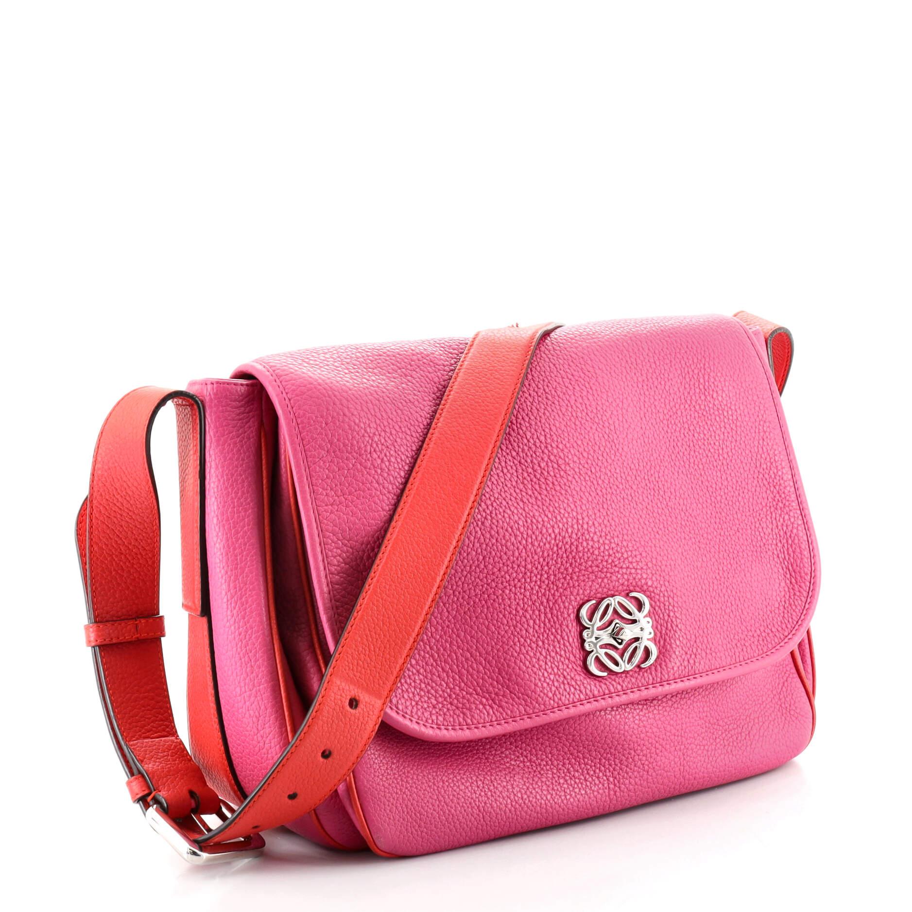 Pink Loewe Anagram Flap Messenger Bag Leather Medium