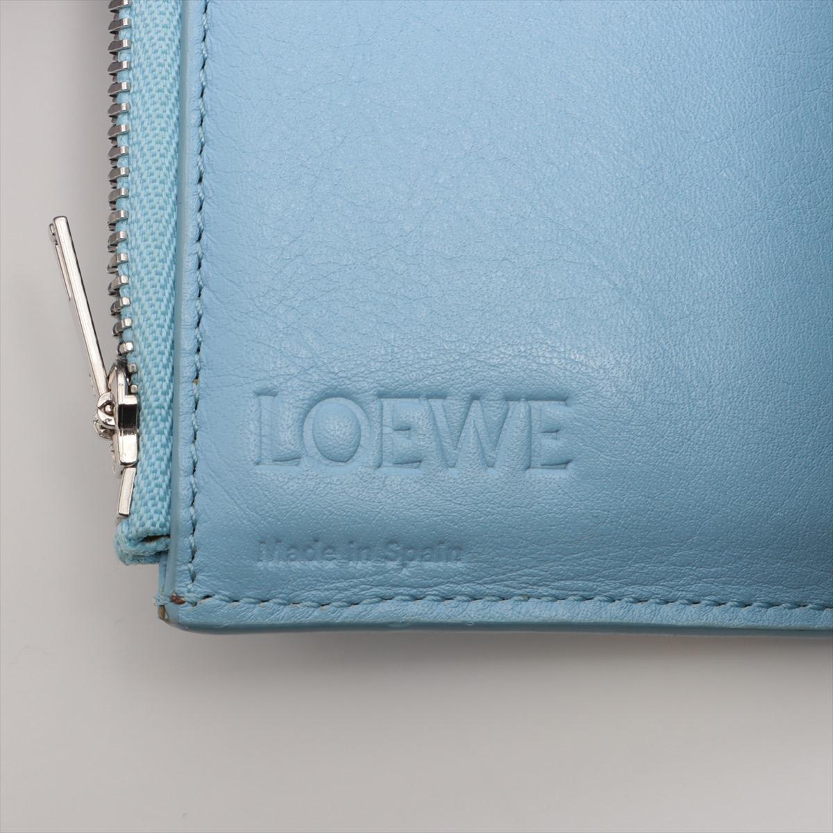 Loewe Anagram Leather Checkered Blue Trifold Wallet 3