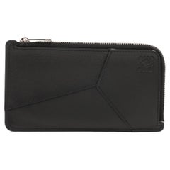 Loewe Anagramm Leder Münzkarten-Karten-Brieftasche Schwarz