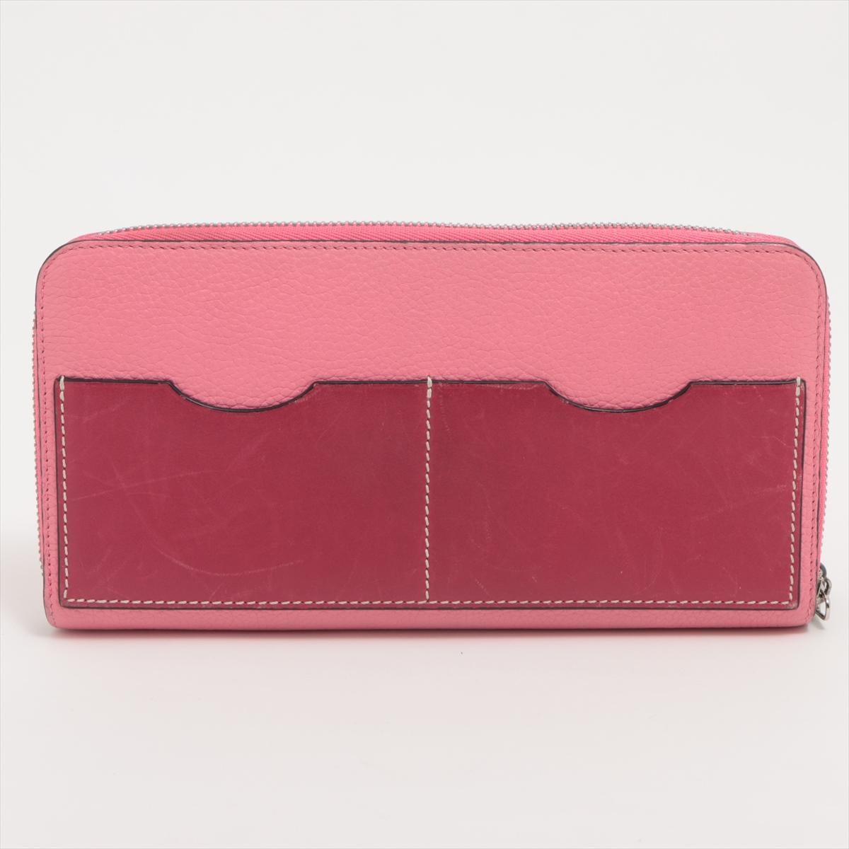 Loewe Anagram Leather Zippy Wallet Pink In Good Condition In Indianapolis, IN