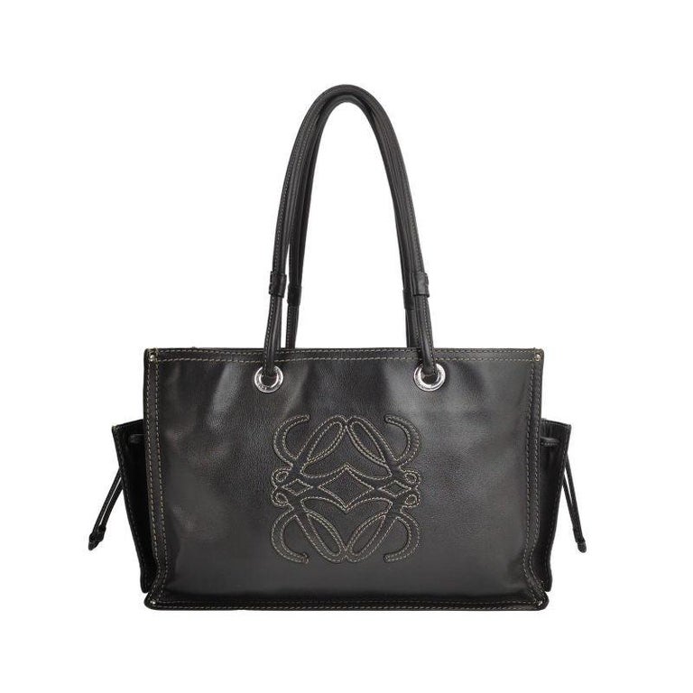 Loewe Anagram Love Logo Shopper Tote Black Medium 35cm For Sale at 