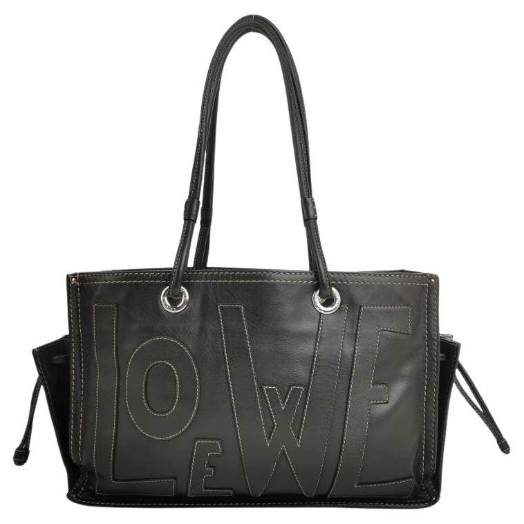 Loewe Anagram Love Logo Shopper Tote Black Medium 35cm For Sale