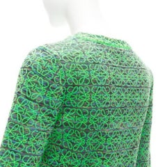LOEWE Anagram neon green logo jacquard cropped sweater M