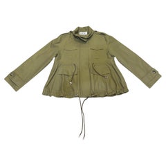 Loewe Army Green Drawstring Parka Coat