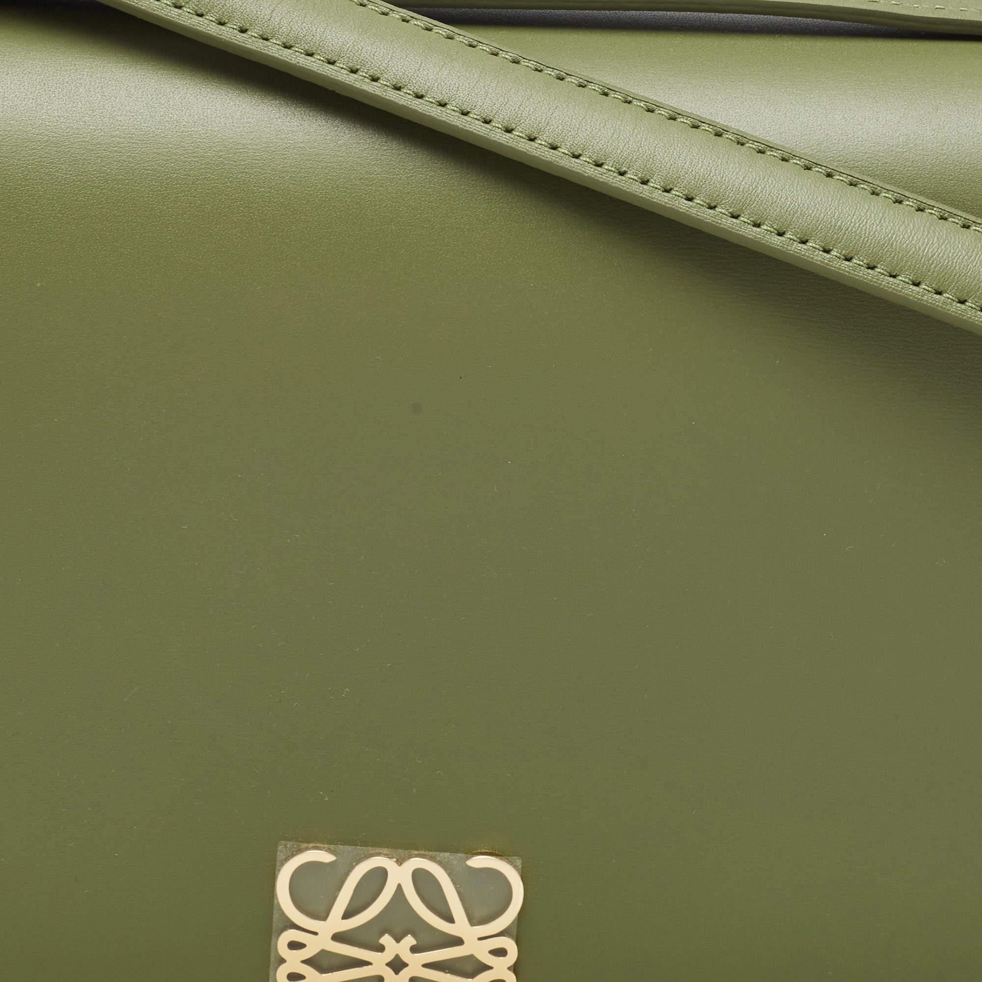 Brown Loewe Avocado Green Leather Goya Shoulder Bag