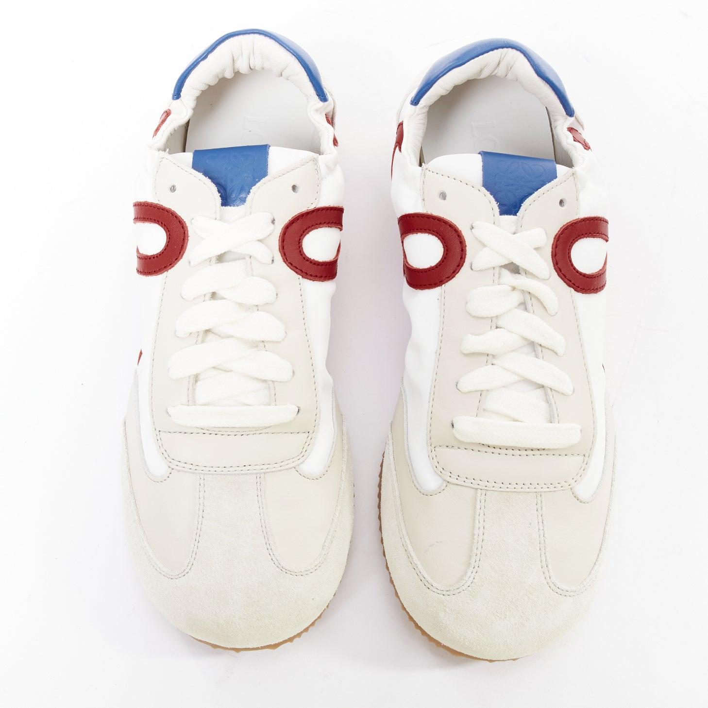 LOEWE Ballet Runner 2.0 rot blau Leder Gummisohle Tennis flache Turnschuhe EU38 (Beige) im Angebot