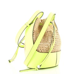 Loewe Ballon Bucket Bag Raffia and Leather Small