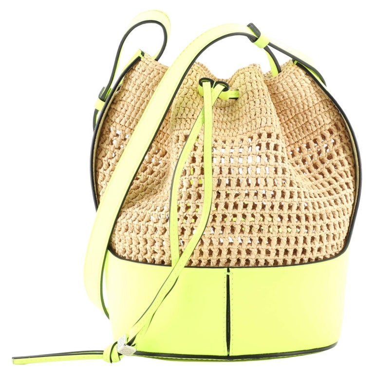 Loewe Ballon Bucket Bag Raffia and Leather Small at 1stDibs