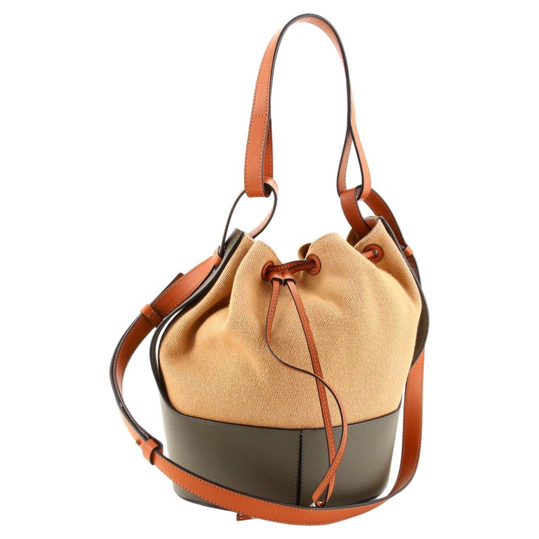 Loewe Women's Small Balloon Leather-trimmed Canvas Bucket Bag In