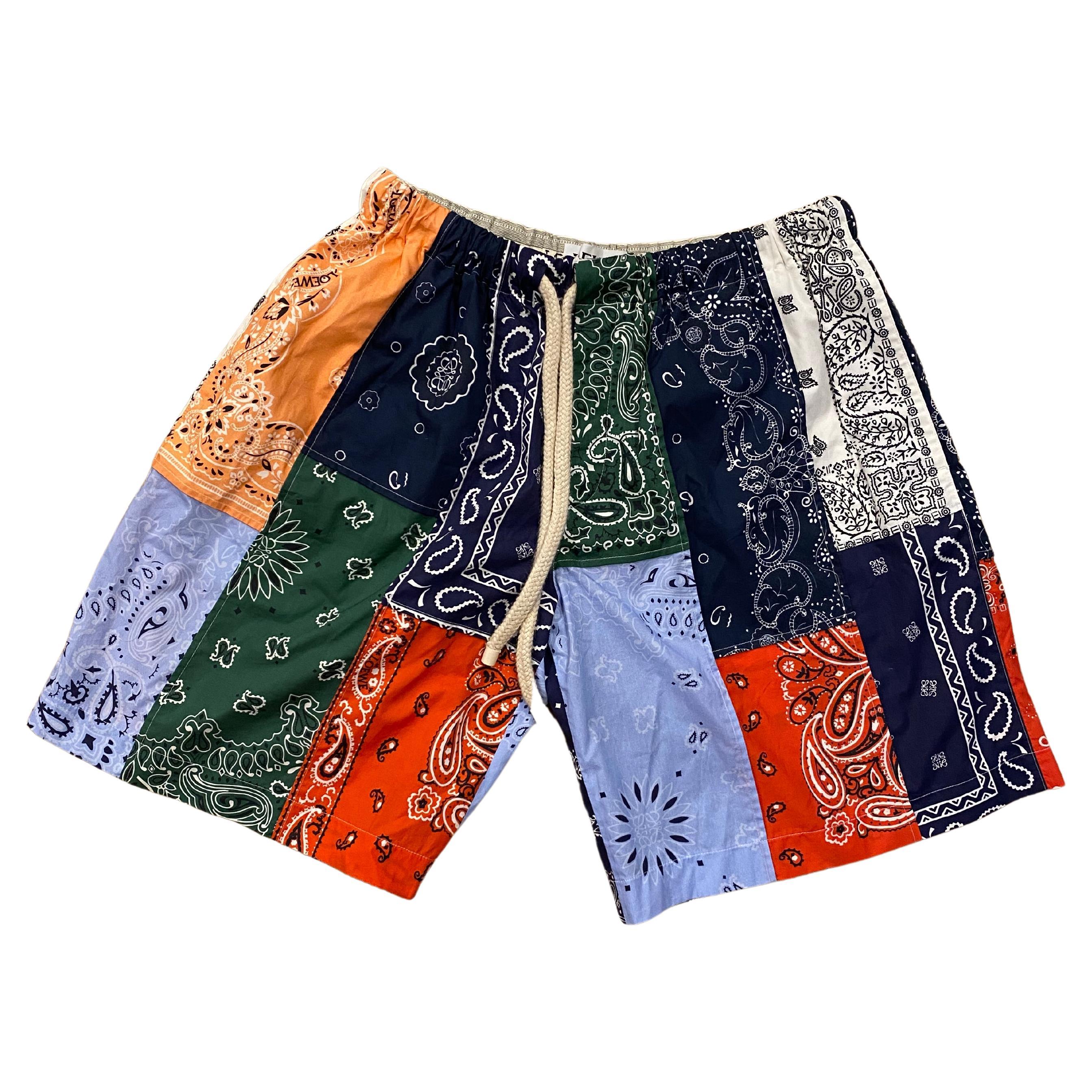 Loewe Bandana Patchwork Multi color Shorts, size M For Sale