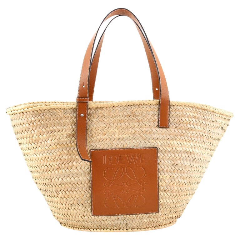 Loewe Basket Bag Leather and Straw Large at 1stDibs