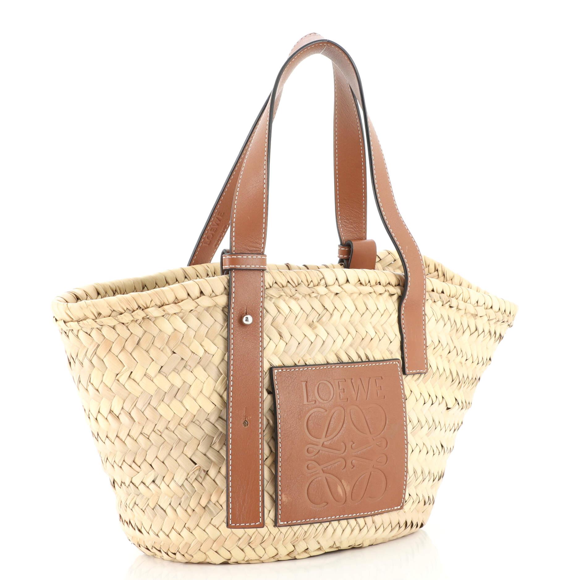 Loewe Basket Tote Raffia Small In Good Condition In NY, NY