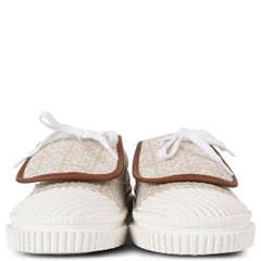 LOEWE beige Canvas ANAGRAM Niedriges Oberteil Turnschuhe 39 Größe 38,5 aus Segeltuch