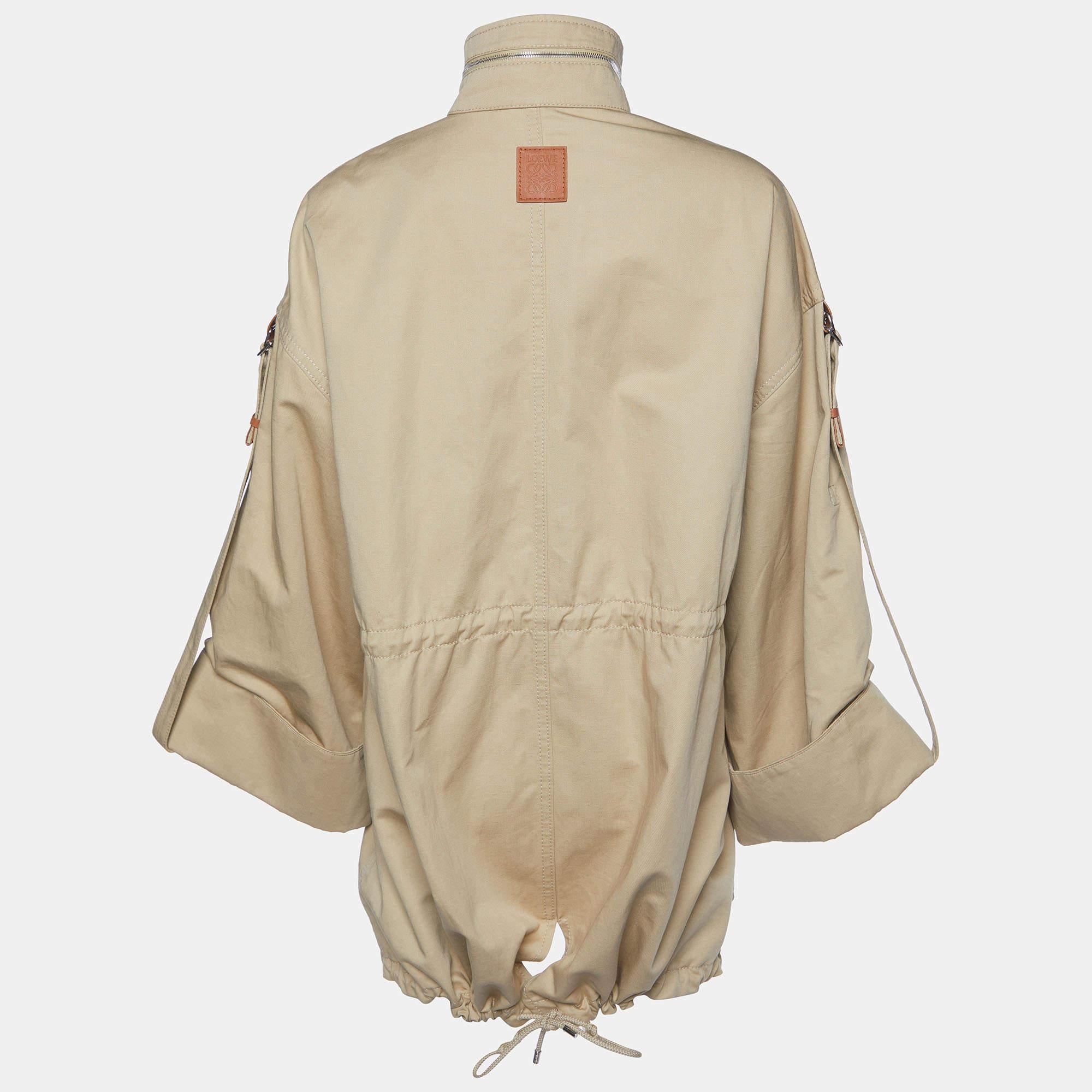 Loewe Beige Cotton & Linen Military Coat L

