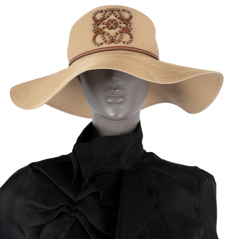 LOEWE beige LEATHER TRIMMED STRAW Hat 59 at 1stDibs | loewe  display picture 1