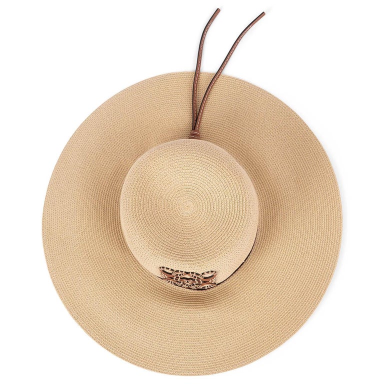 LOEWE beige LEATHER TRIMMED STRAW Hat 59 at 1stDibs | loewe  display picture 3
