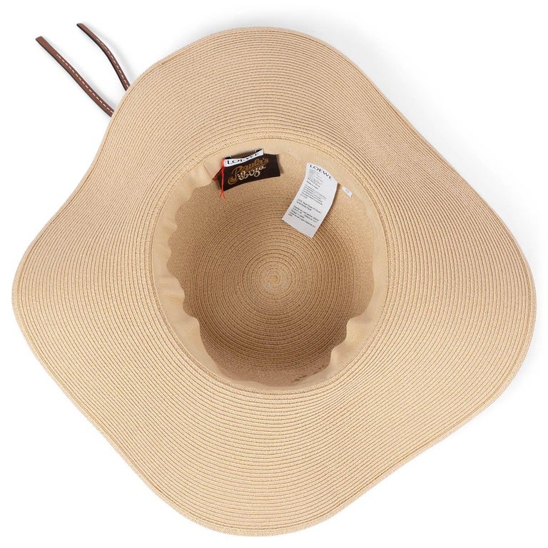 LOEWE beige LEATHER TRIMMED STRAW Hat 59 at 1stDibs | loewe  display picture 1