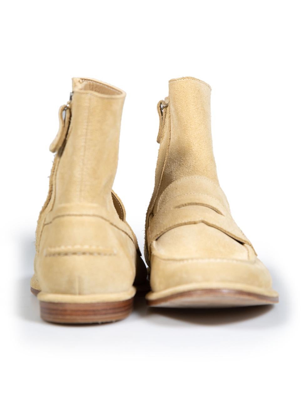Orange Loewe Beige Suede Loafer Boots Size IT 38