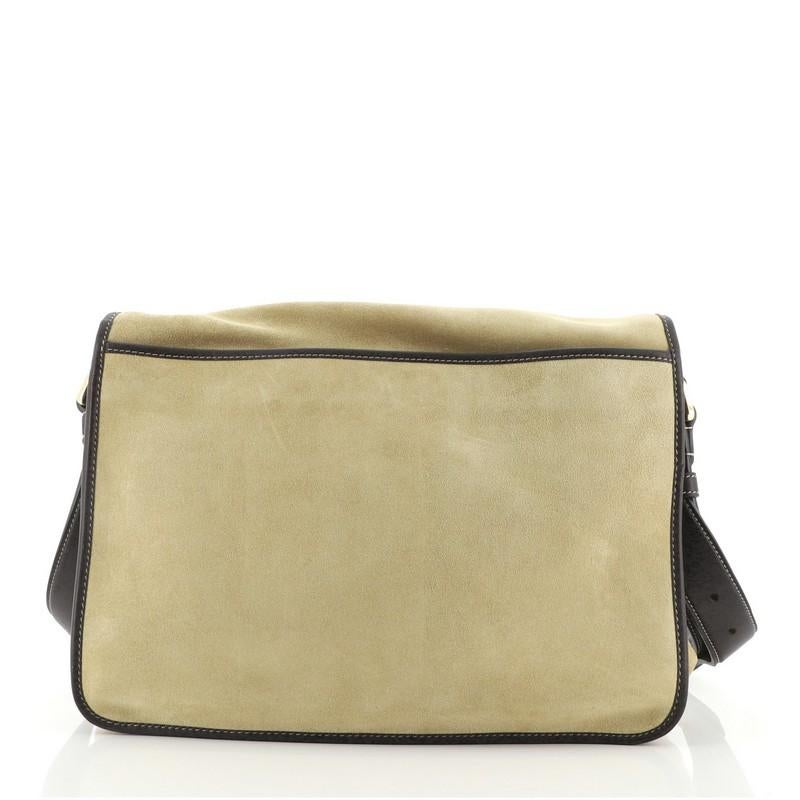 Loewe Belted Messenger Bag Suede and Leather Large In Good Condition In NY, NY