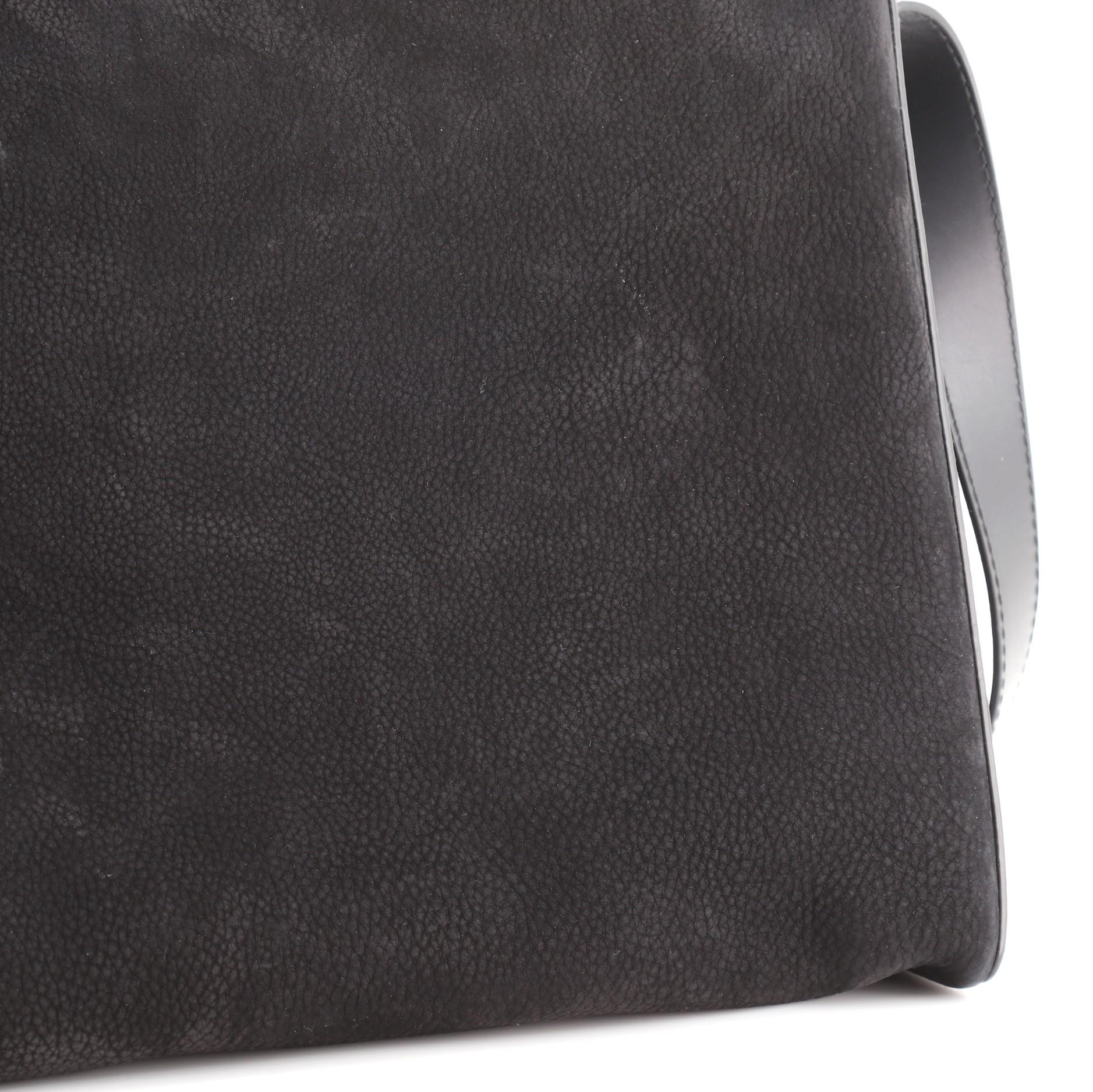 Loewe Berlingo Bag Nubuck with Calfskin Large Black In Good Condition In Irvine, CA