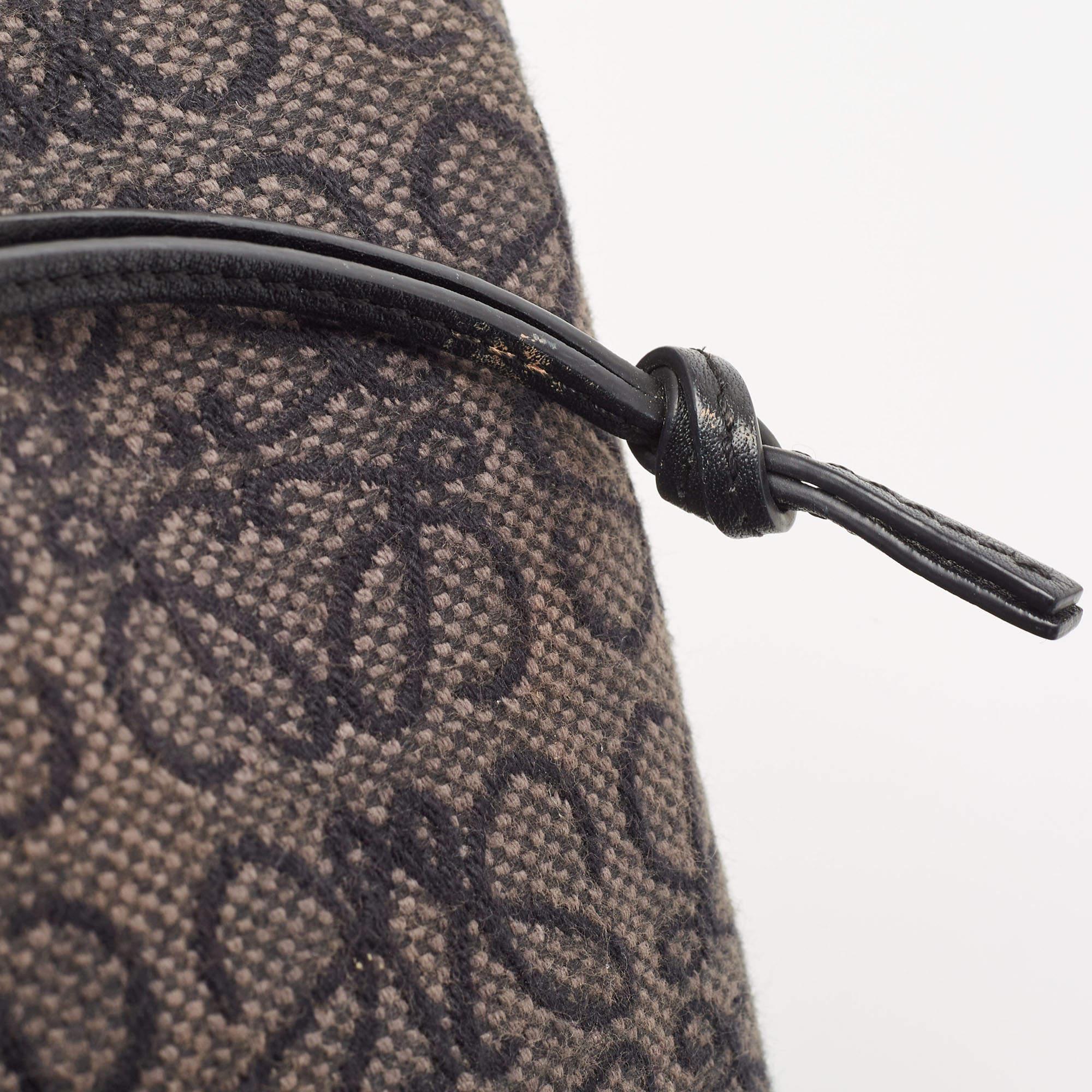 Loewe Black Anagram Jacquard and Leather Cubi Baguette Bag 6