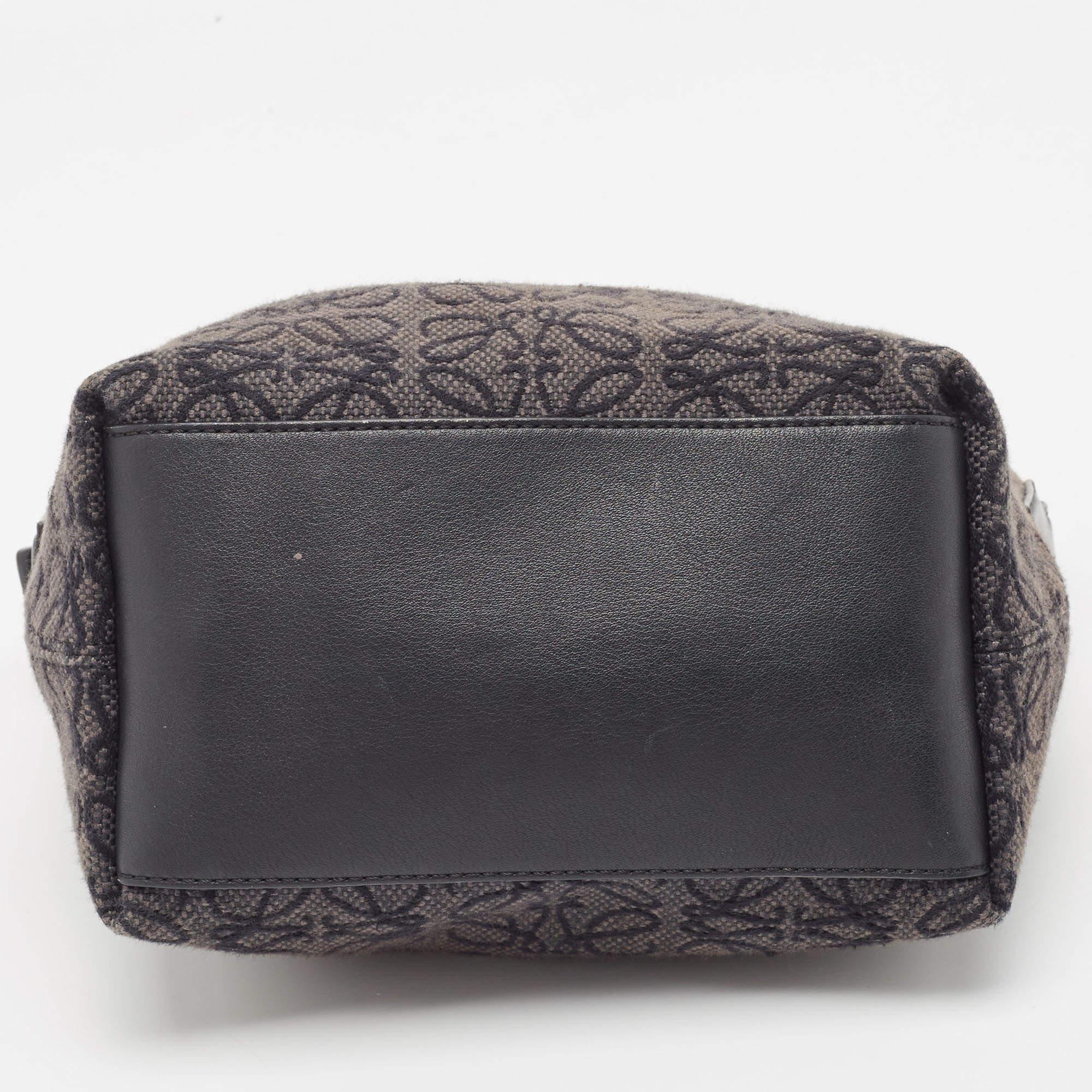 Loewe Black Anagram Jacquard and Leather Cubi Baguette Bag 1
