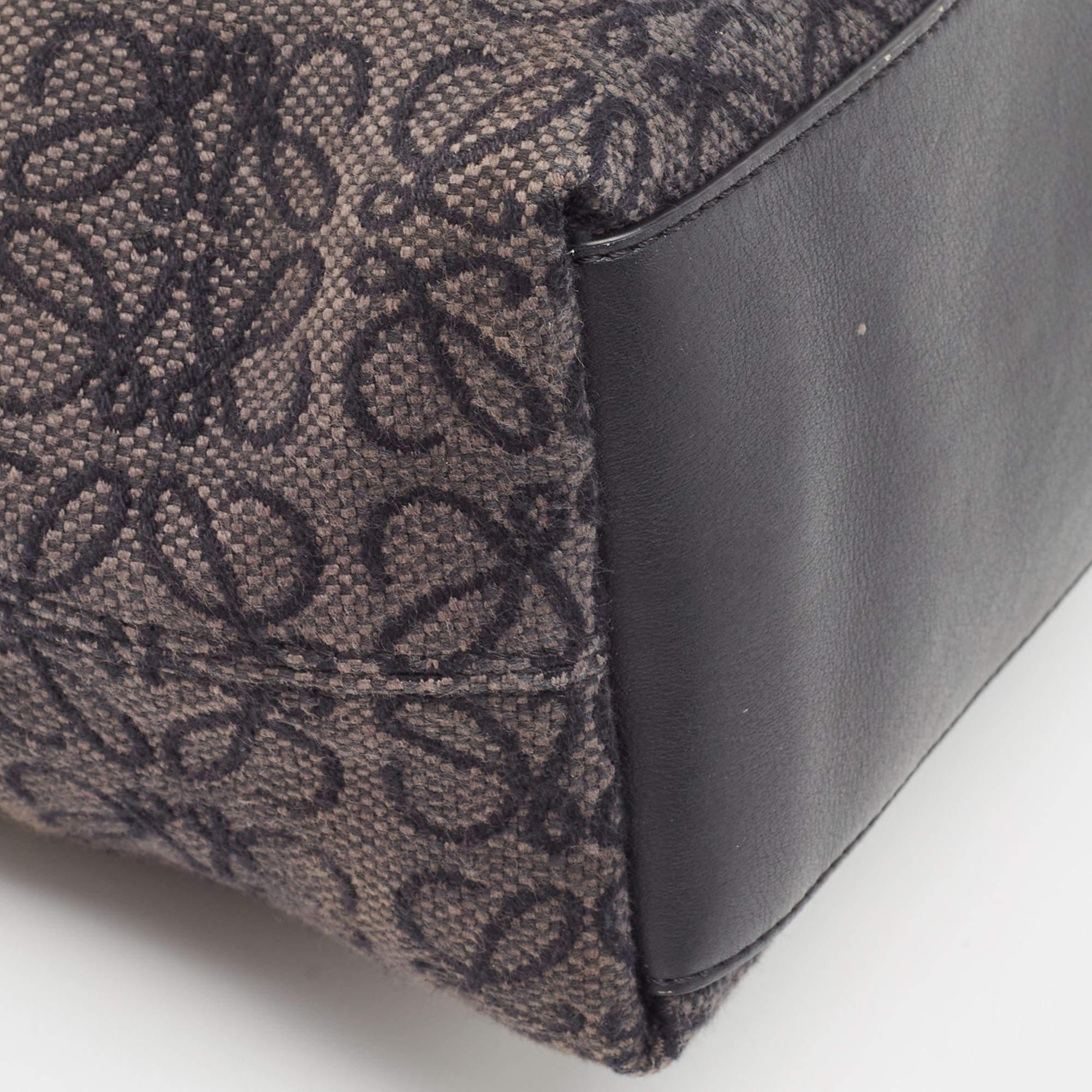 Loewe Black Anagram Jacquard and Leather Cubi Baguette Bag 3