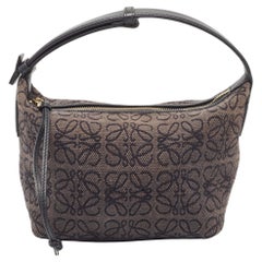 Loewe Black Anagram Jacquard and Leather Cubi Baguette Bag