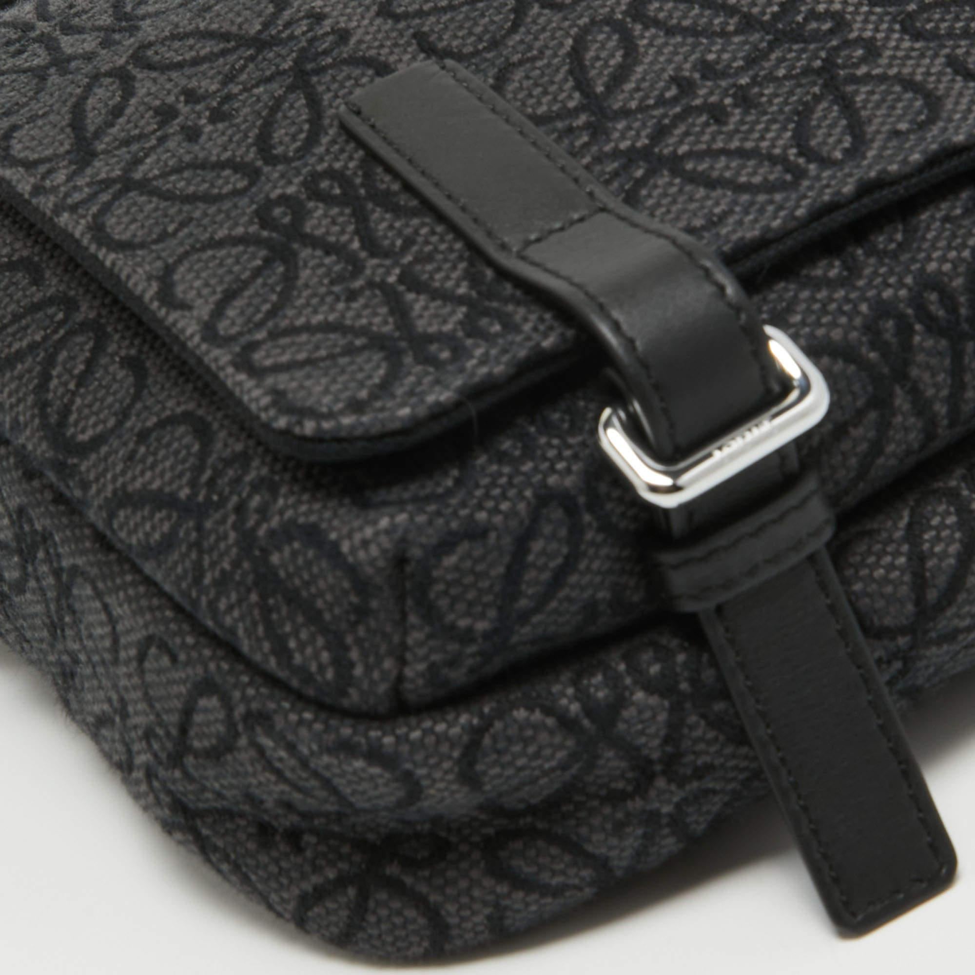 Loewe Black Anagram Jacquard Military Messenger Bag 7
