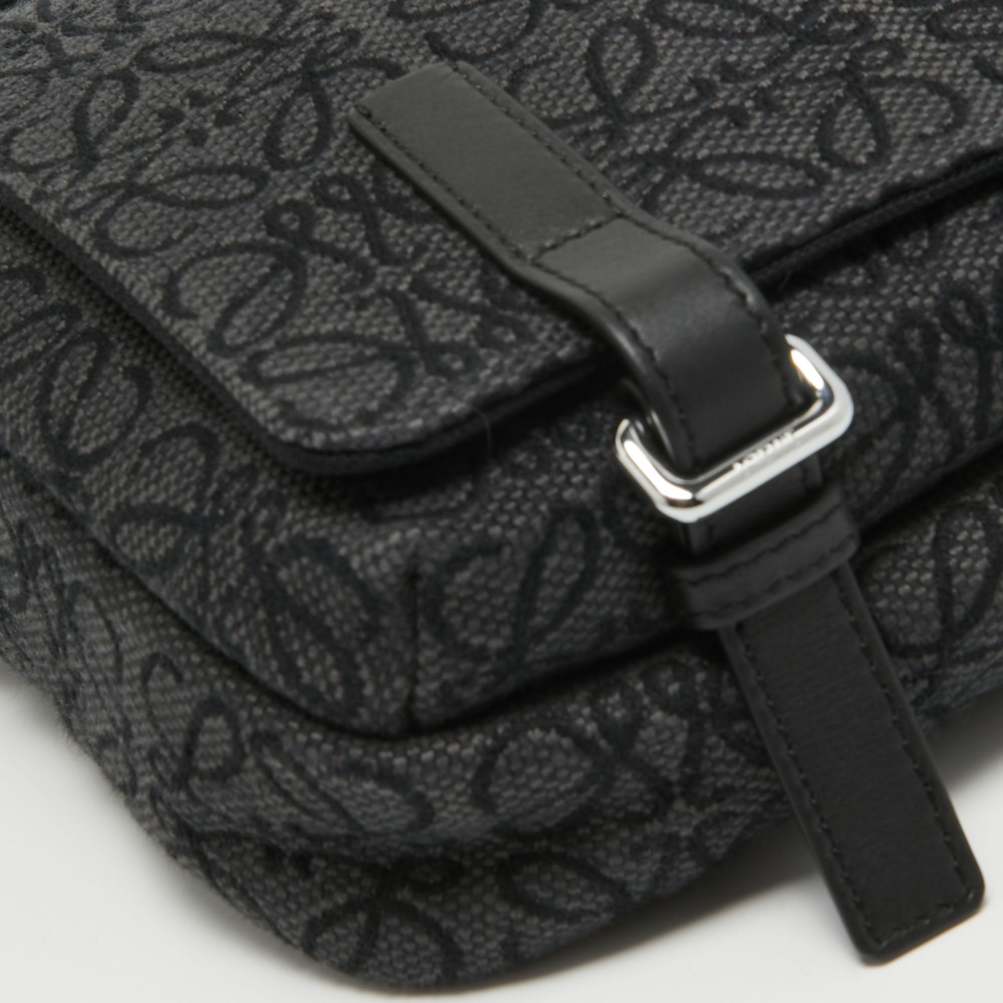 Loewe Black Anagram Jacquard Military Messenger Bag 5