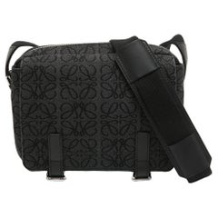 Loewe Black Anagram Jacquard Military Messenger Bag