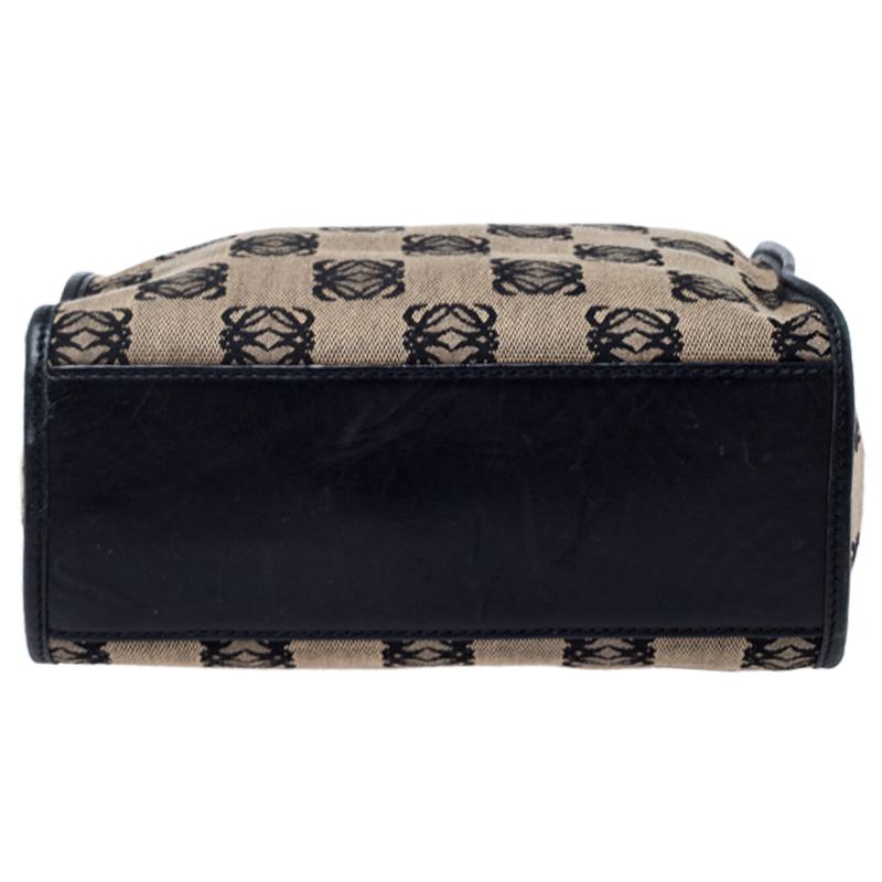 Loewe Black/Beige Anagram Logo Canvas and Leather Tote 2