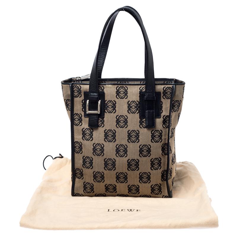 Loewe Black/Beige Anagram Logo Canvas and Leather Tote 3