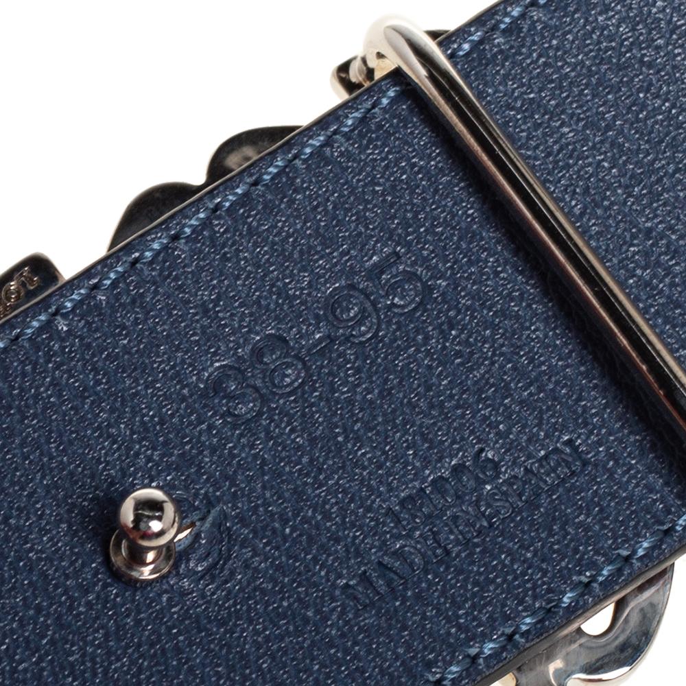 Loewe Black/Blue Leather Anagram Reversible Buckle Belt 95 CM In New Condition In Dubai, Al Qouz 2
