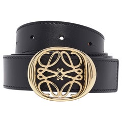 Loewe Black/Brown Leather Anagram Reversible Belt 80CM