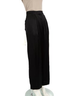 Loewe Black & Brown Leather Trim Trousers Size XXS