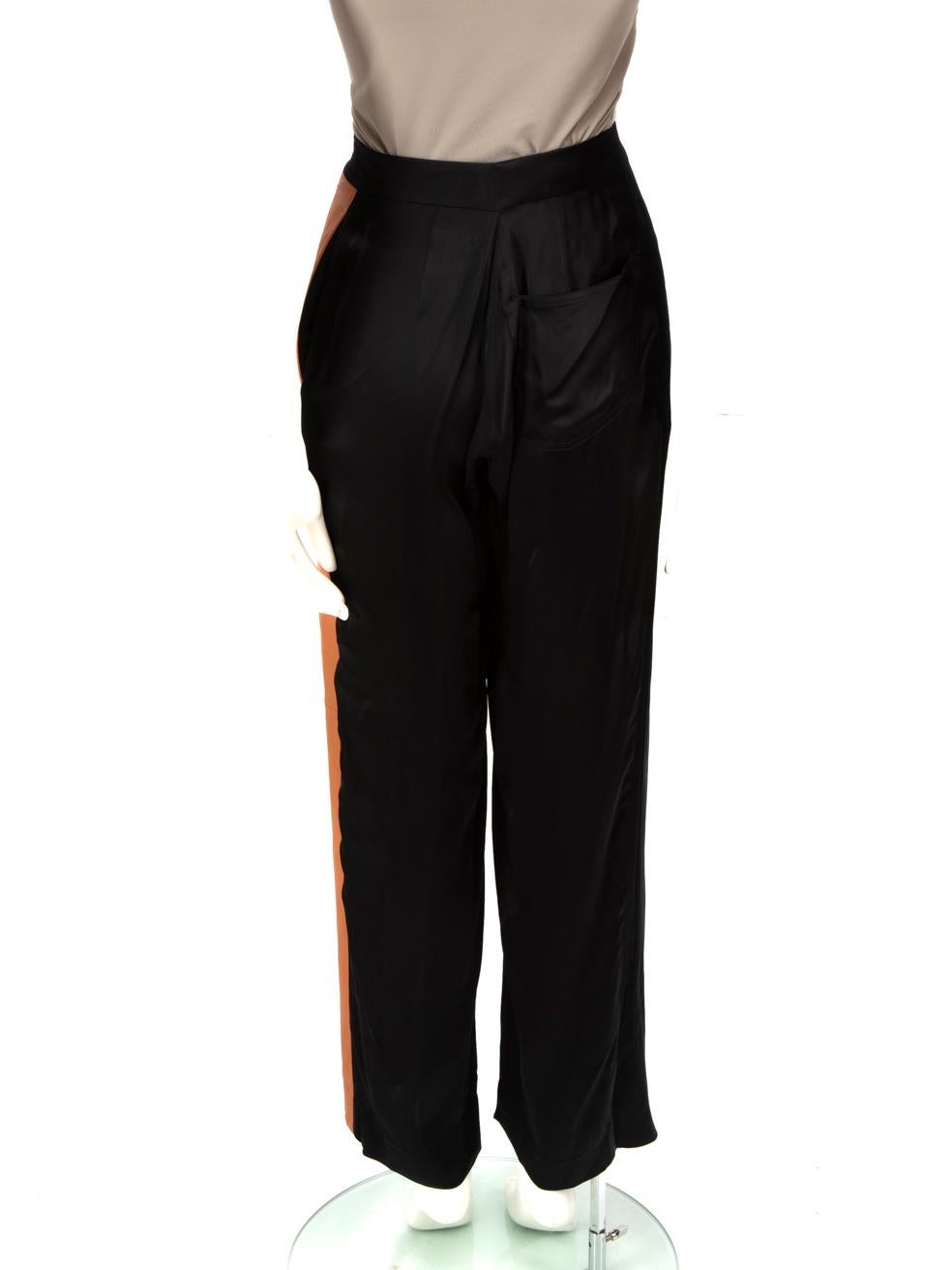 Loewe Black & Brown Leather Trim Trousers Size XXS In Good Condition For Sale In London, GB