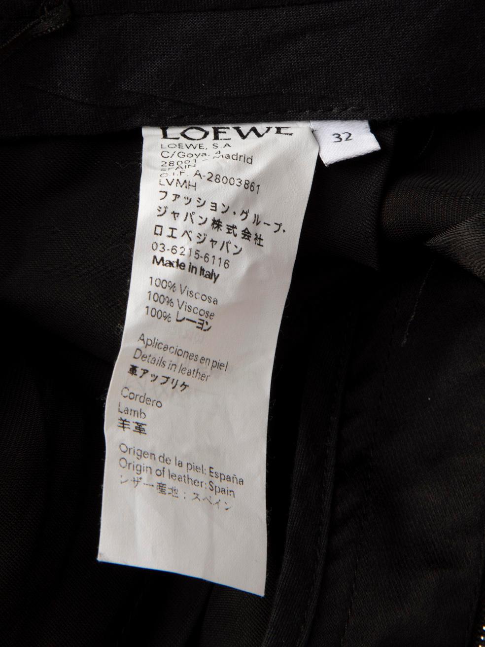 Loewe Black & Brown Leather Trim Trousers Size XXS For Sale 3