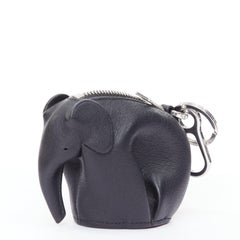LOEWE black calfskin elephant silver hardware coin bag bag charm