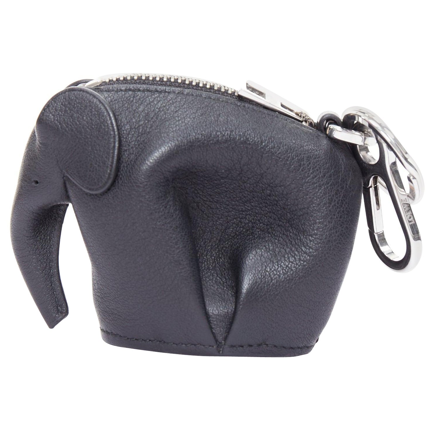 LOEWE black calfskin elephant silver hardware coin bag bag charm