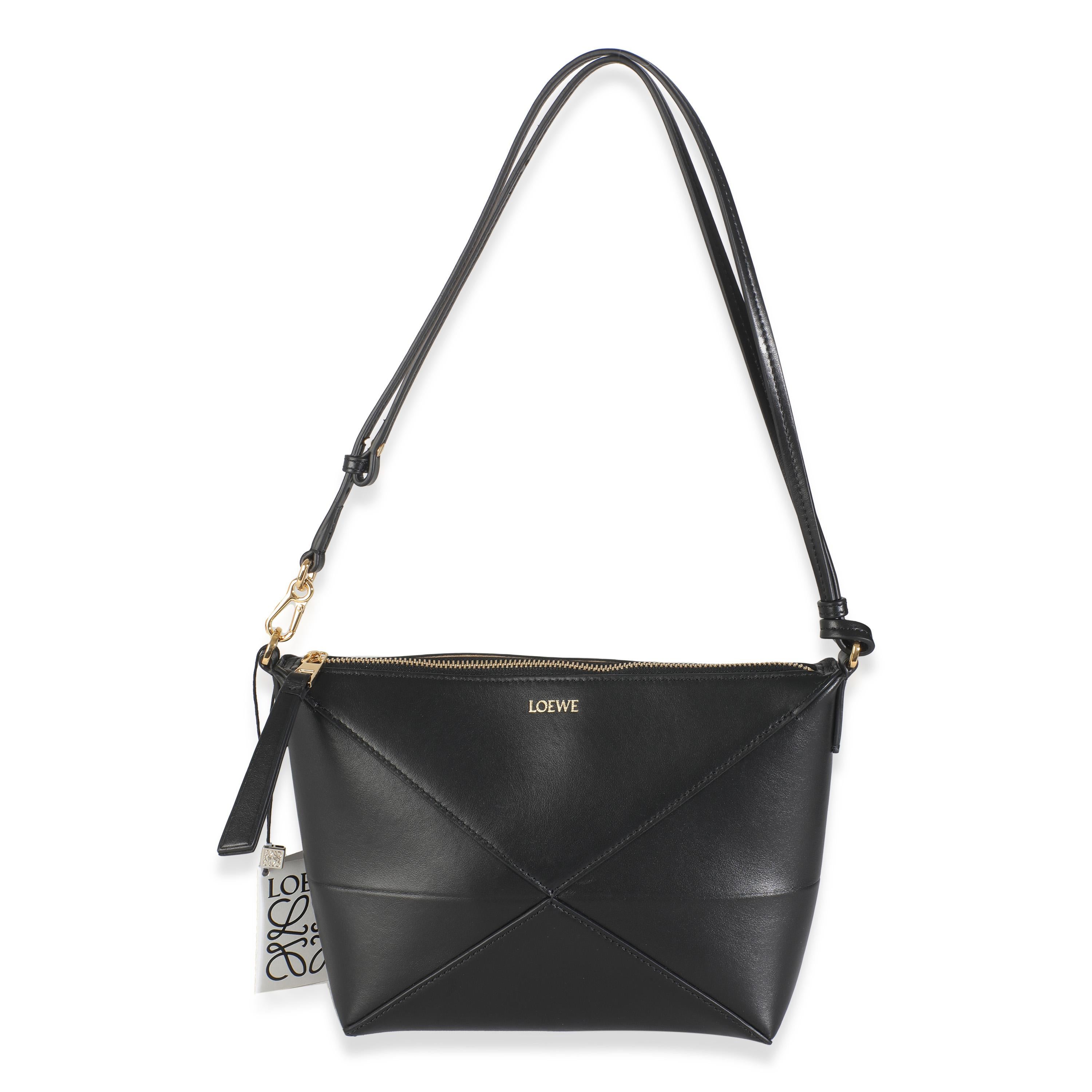 Loewe Black Calfskin Puzzle Fold Pouch For Sale 1
