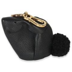 Loewe Black Calfskin Shearling Bunny Coin Purse